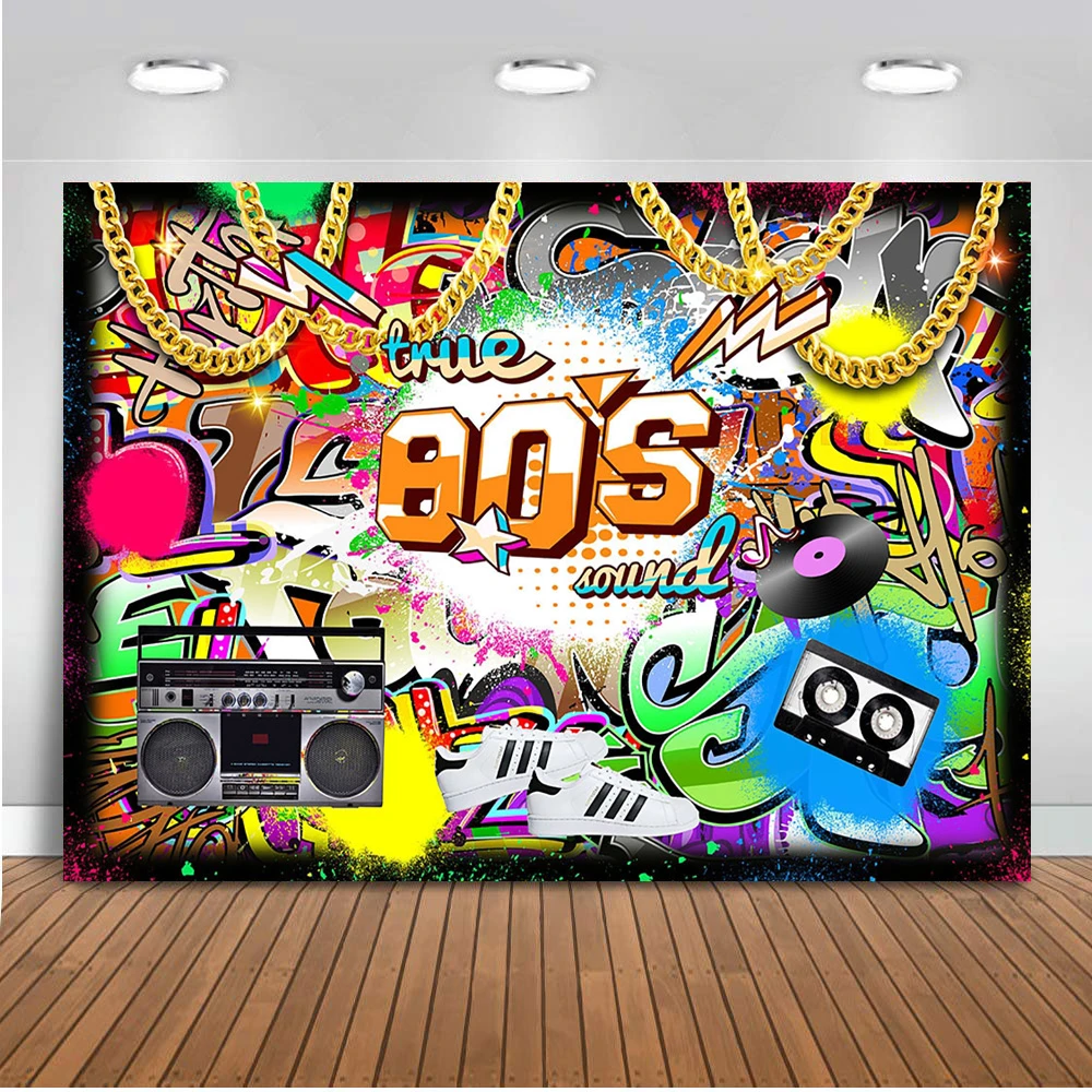 Back To 80s 90s Backdrop For Hip Hop Photgraphy Studio Graffiti Wall ...