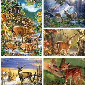 

Square Diamond Painting Moose Forest Landscape 5D Diamond Embroidery Mosaic Diy Diamond Painting Cross Stitch