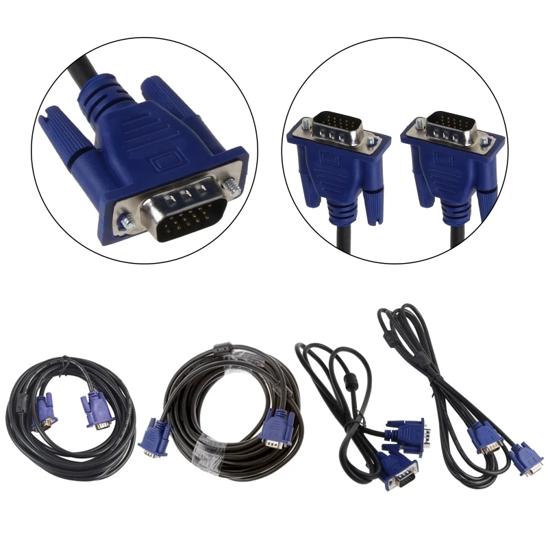 1.5/3/5/10m VGA 15 Pin Male To Male Extension Cable For PC Laptop Projector HDTV Monitor