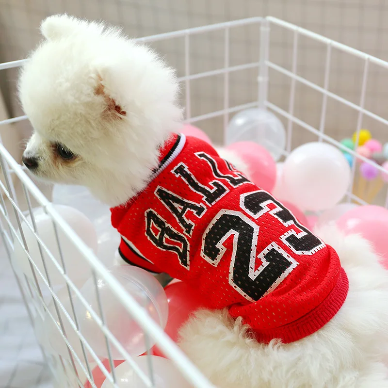 Basketball Uniform Pet Clothes Summer Black Red Mesh No. 23 Cheap