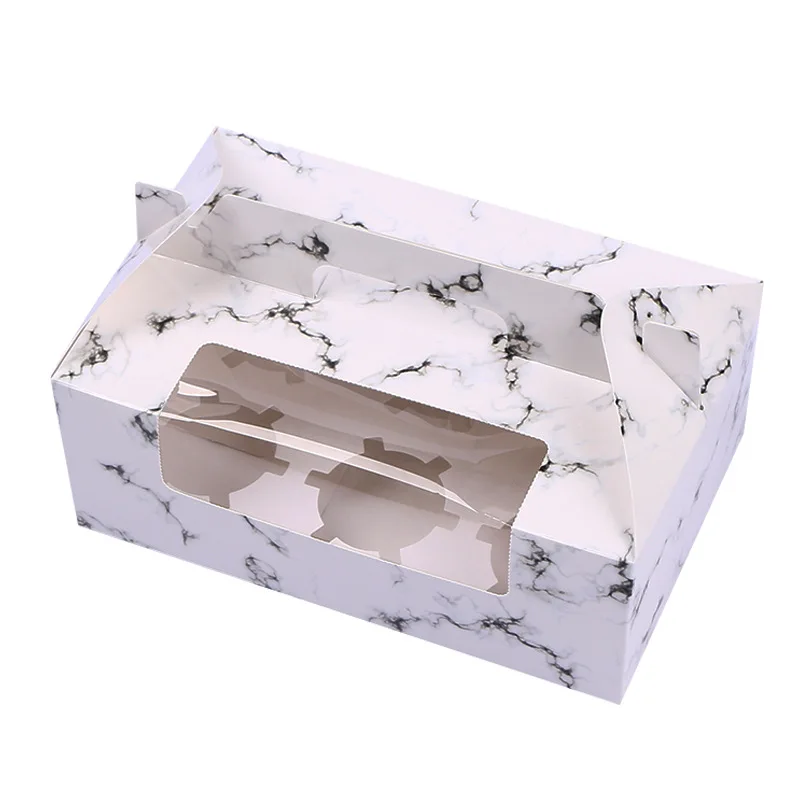 

2019 new marble printing gift boxes 1/2/6 cupcakes containers portable holders cookies christmas party gift ideas cases favors