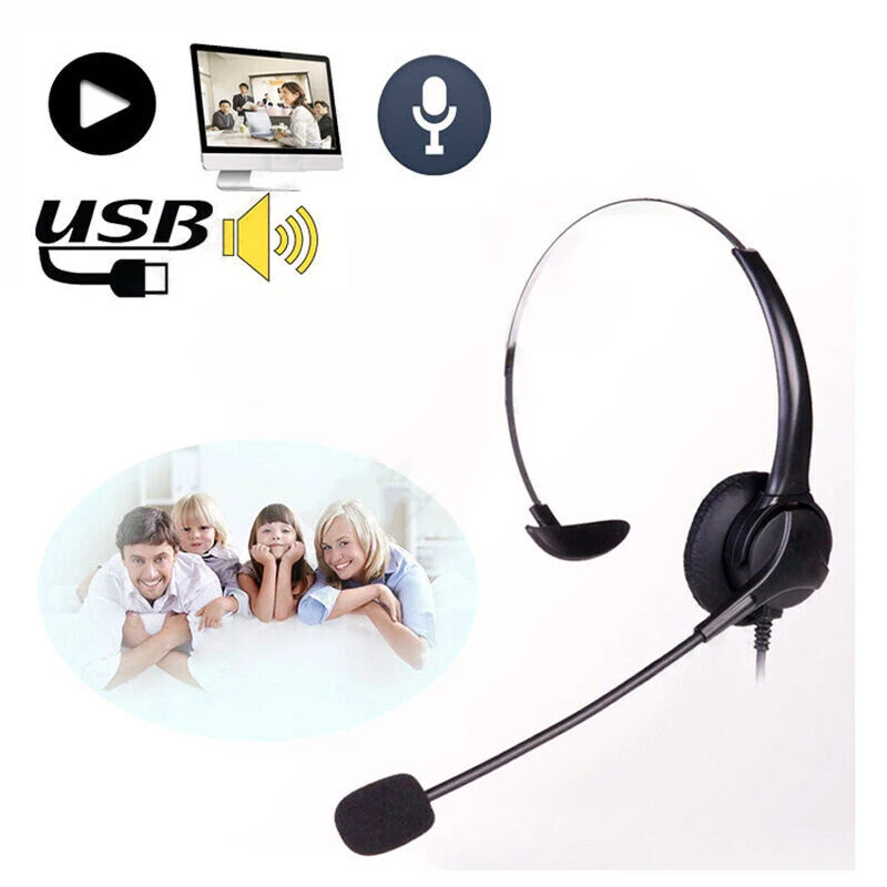Pohiks 1pc Professional Wired USB Single Noise Cancelling Microphone Call Center USB Headset For Telephone Operator