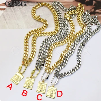 

5pcs Virgin mary pendants necklace religion jewelry 8mm /6mm wide thick big chain necklace fashion jewelry for women 9686