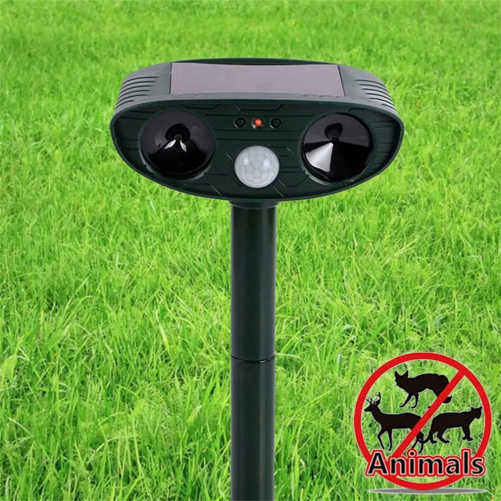 

Solar Powered Motion Activated Animal Ultrasonic Cats Dogs Repeller Frighten Animals 511 For Outdoor Gardening