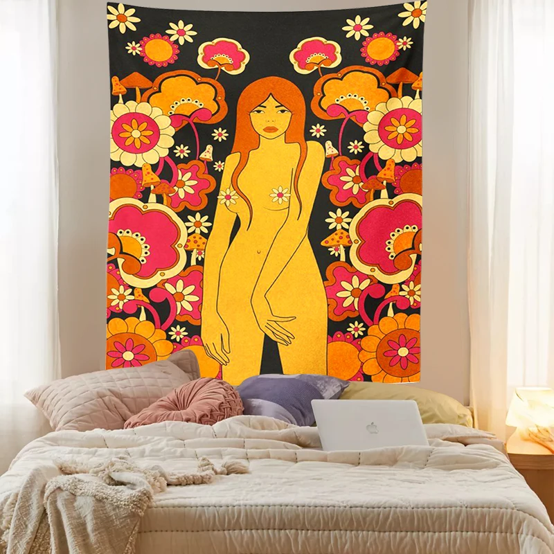 Description Picture 3 of item80S Vintage Wall Tapestry Hanging Decor Vintage 80S Girls Dorm Wall Art Decor Home Floral Art Carpet Retro Wall Hanging Decor