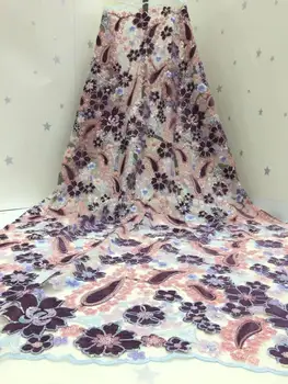

High Quality African Sequin Velvet Lace Fabric French Sequins Lace Fabric 2020 for Nigerian Evening Dresses