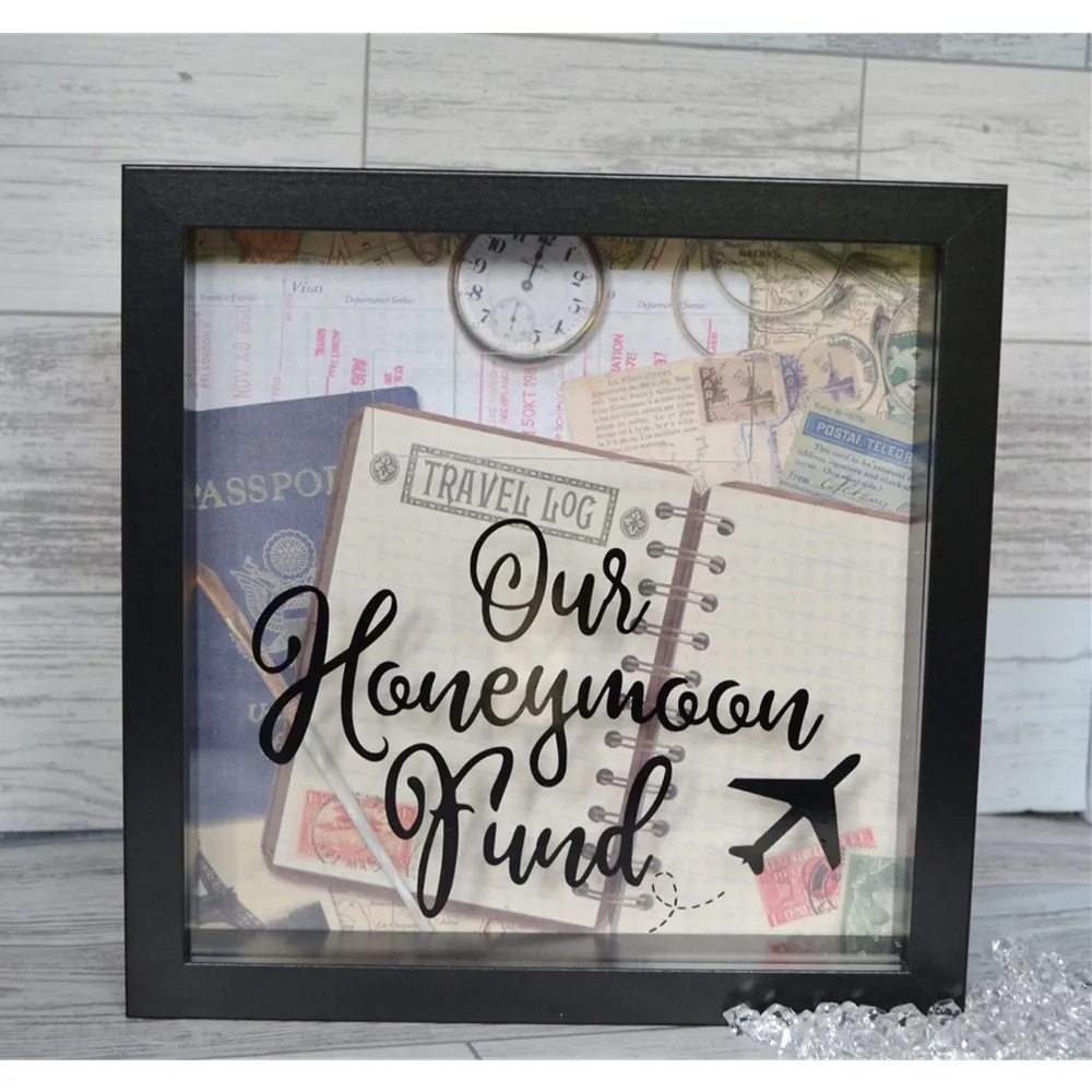 Personalised wedding Present Custom shadow box for tickets Honeymoon Fund Box Money Frame Wedding Gift Engagement | Дом и сад