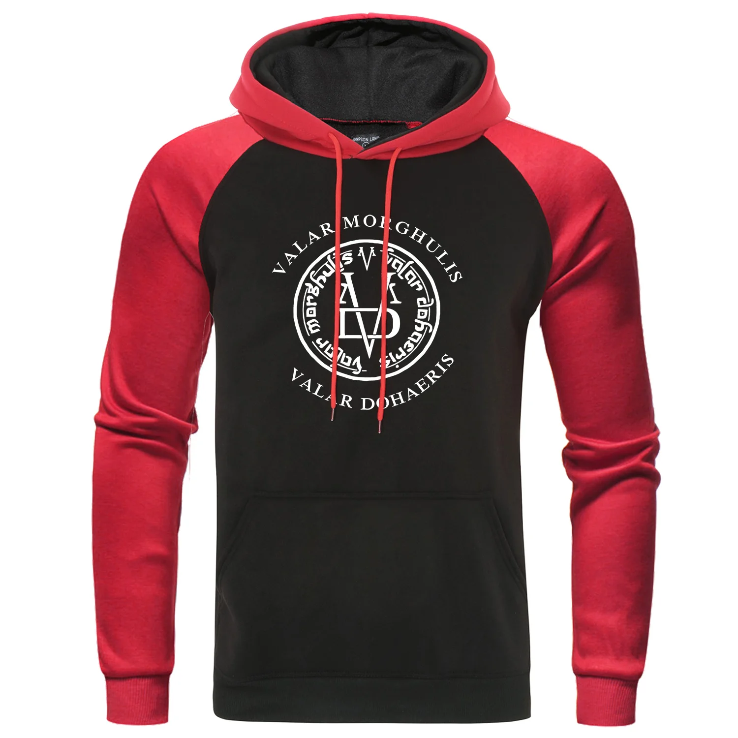red black 5 Толстовки с капюшоном «Игра престолов» Valar Dohaeris, Arya Stark, мужская толстовка с капюшоном, Осенний флисовый спортивный костюм Valar Morghulis, пуловер - Цвет: red black 5