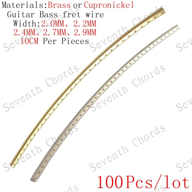 

100Pcs Brass & Cupronickel Copper Nickel Alloy Guitar Bass Fingerboard Fret Wire - 10cm/pcs Width 2.0mm&2.2mm&2.4mm&2.7mm&2.9mm