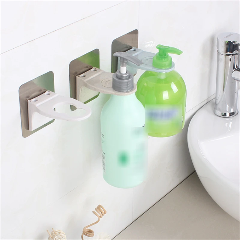 Wall Mounted Strong Sticky Shampoo Hook Shower Hand Soap Bottle Hanging Holder Bathroom Accessories Bath Hooks Hanger Rack