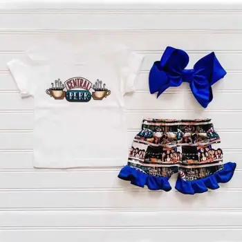 

Boutique hot sale children's clothes summer toddler baby girl coffee kids cotton children's set
