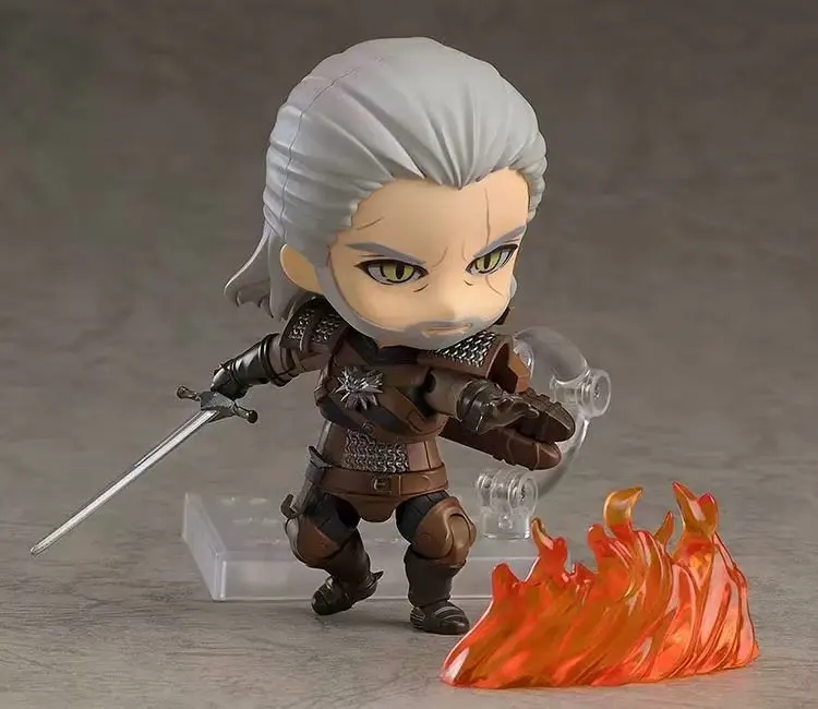 10CM Q version Witcher-ed 3 Wild Hunt 907 # Geralt White Wolf Geralt PVC Action Figures Model Toys Gift Doll