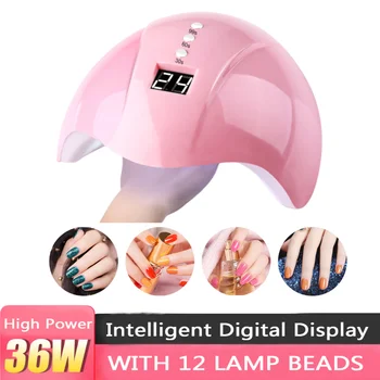 

36W Intelligent Nail Dryer LED/UV Pink Nail Polish Dryer For Nail Oil 30s/60s/99s Timer USB Connector TSLM1