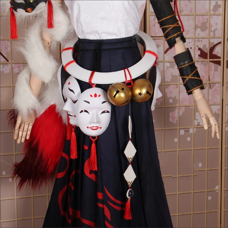 Индивидуальный размер SSR Onmyoji Hakuzosu костюм кимоно для косплея платье wafuku Униформа костюмы для Хэллоуина аниме одежда COS топ+ брюки+ хвост