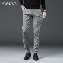 

ZOENOVA 2021 New Off White Casual Pants Men Cotton Classic Style Fashion Business Slim Fit Straight Plaid Men's Trousers 30-38