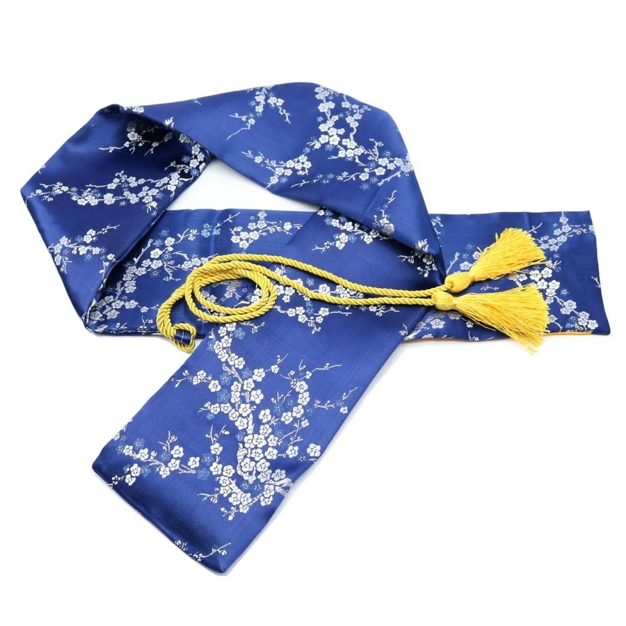 

51" Silk Plum Blossom Japanese Katana Samurai Sword Carry Bag Blue with Tassel