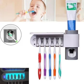 

3 in 1 UV Light Toothbrush Holder Sanitizer Automatic Toothpaste Dispenser Holder