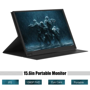 

1920x1080 Monito Full HD IPS Screen Monitor 15.6Inch Type-C HDMI Stereo Speakers+Protective Case for Phone Laptop Camera Display