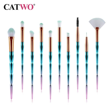 

Catwo 10Pcs Makeup Brushes Set Eye Shadow Foundation Powder Eyeliner Eyelash Lip Make Up Brush Cosmetic Beauty Tool Kit Hot