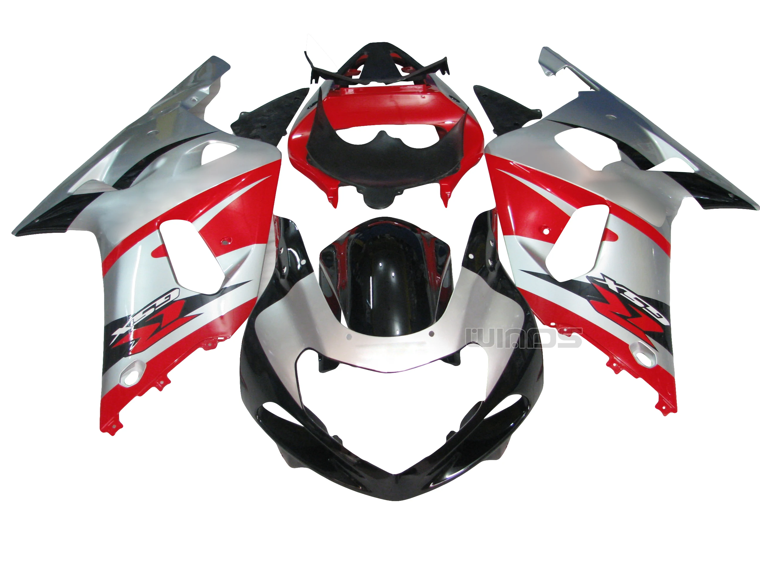 Серебристый красный черный комплект обтекателей кузова для Suzuki GSXR600 GSXR750 2001