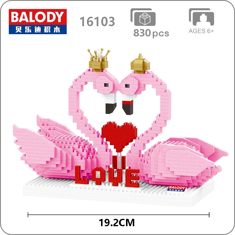 

Balody 16103 Pink Flamingo Swan Bird Lover Animal 3D Model DIY Diamond Mini Building Small Blocks Bricks Toy for Children no Box