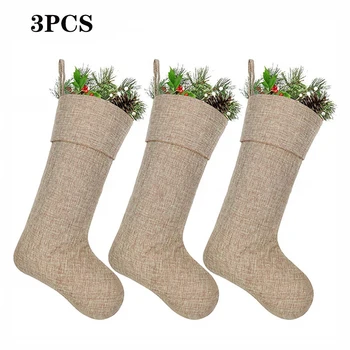 

3PCS Christmas Stockings Hanging Christmas Tree Decoration Ornaments New Year Candy Bag Gifts Socks Stocking Xmas Ornamen