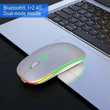 

Silent Bluetooth 5.1 Dual Mode Charging Wireless Mouse Silent 2.4G Mouse 500mAh Rechargeable Mouse For Office Games