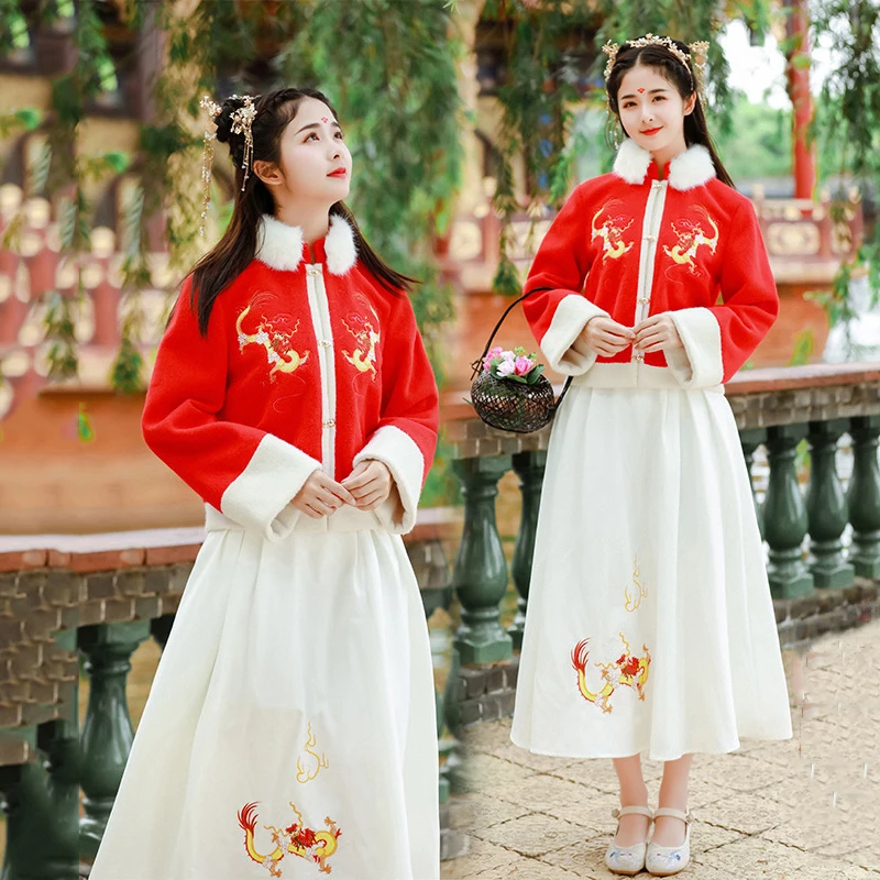 Вышитые танцевальные костюмы Hanfu женское китайское зимнее сказочное платье