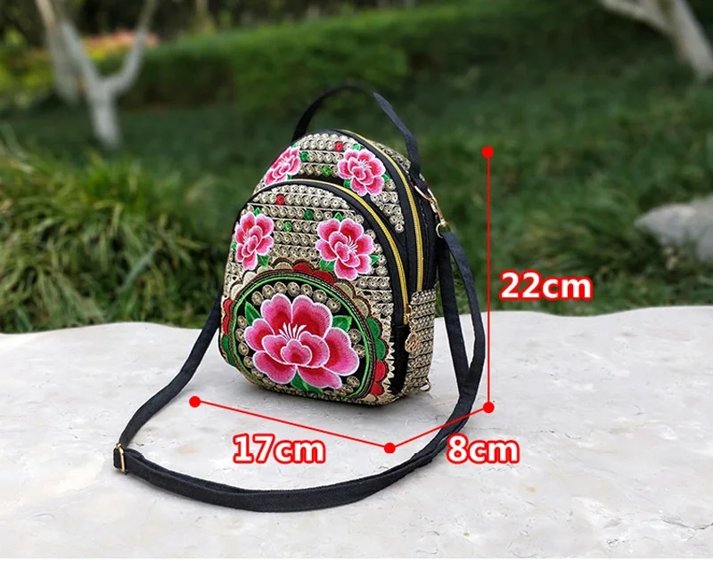 best stylish backpacks for work 2020 Hot Sale Women's Vintage Folk-Custom Mini Backpack Flower Embroidered Shoulder Crossbody Bag Daypack for Travel stylish backpack purse