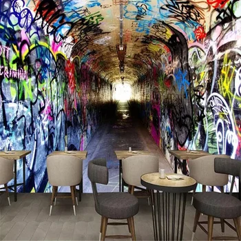 

Custom Mural Wallpaper European style Retro Graffiti Street Aisle Fresco KTV Bar Restaurant Tooling Background Wall Painting 3 D