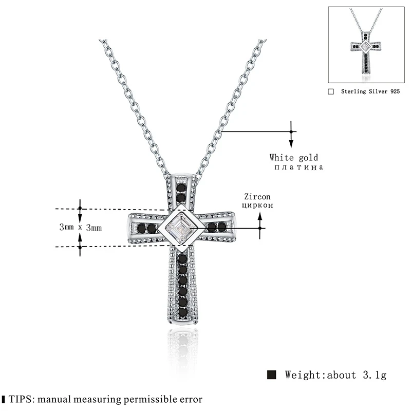 New Cross Necklace Silver Color Classic Cross Jewelry Trendy Engagement Necklaces for Women Wedding Pendants P106