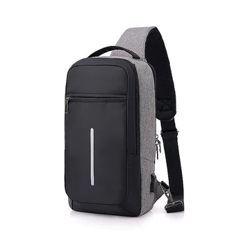 

NEW-Fashion Casual Sling Chest Bag Unisex Usb Charging One Shoulder Short Trip Bag Crossbody Single Anti Theft Waterproof Drak G