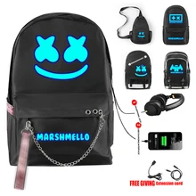 DJ Marshmallow рюкзак модные школьные рюкзаки для мальчиков и девочек студенческие сумки Оксфорд USB зарядное устройство многофункциональная дорожная сумка для ноутбука