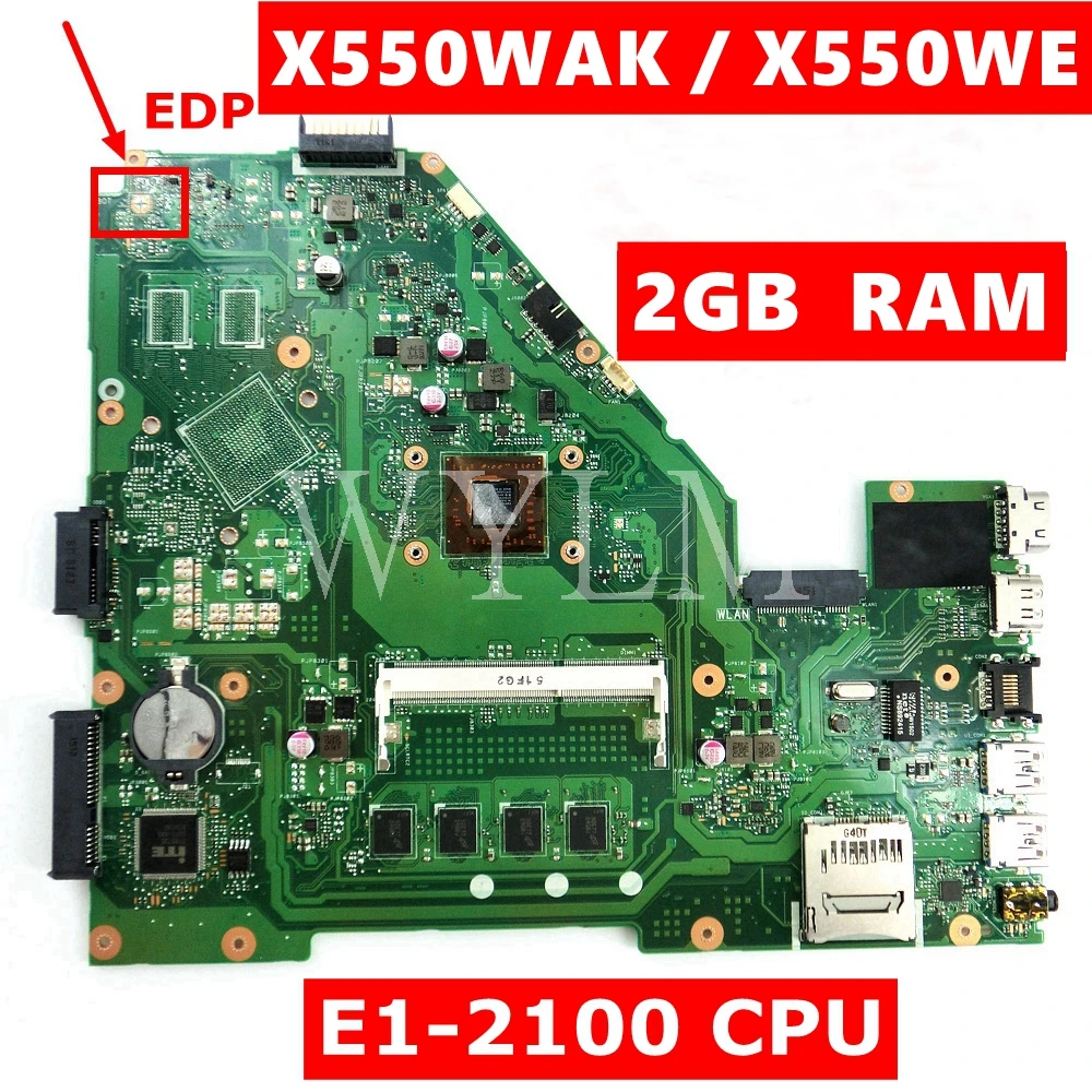 X550WAK E1-2100 Процессор 2 Гб Оперативная память Материнская плата ASUS X550WE X550W D552W X552WE