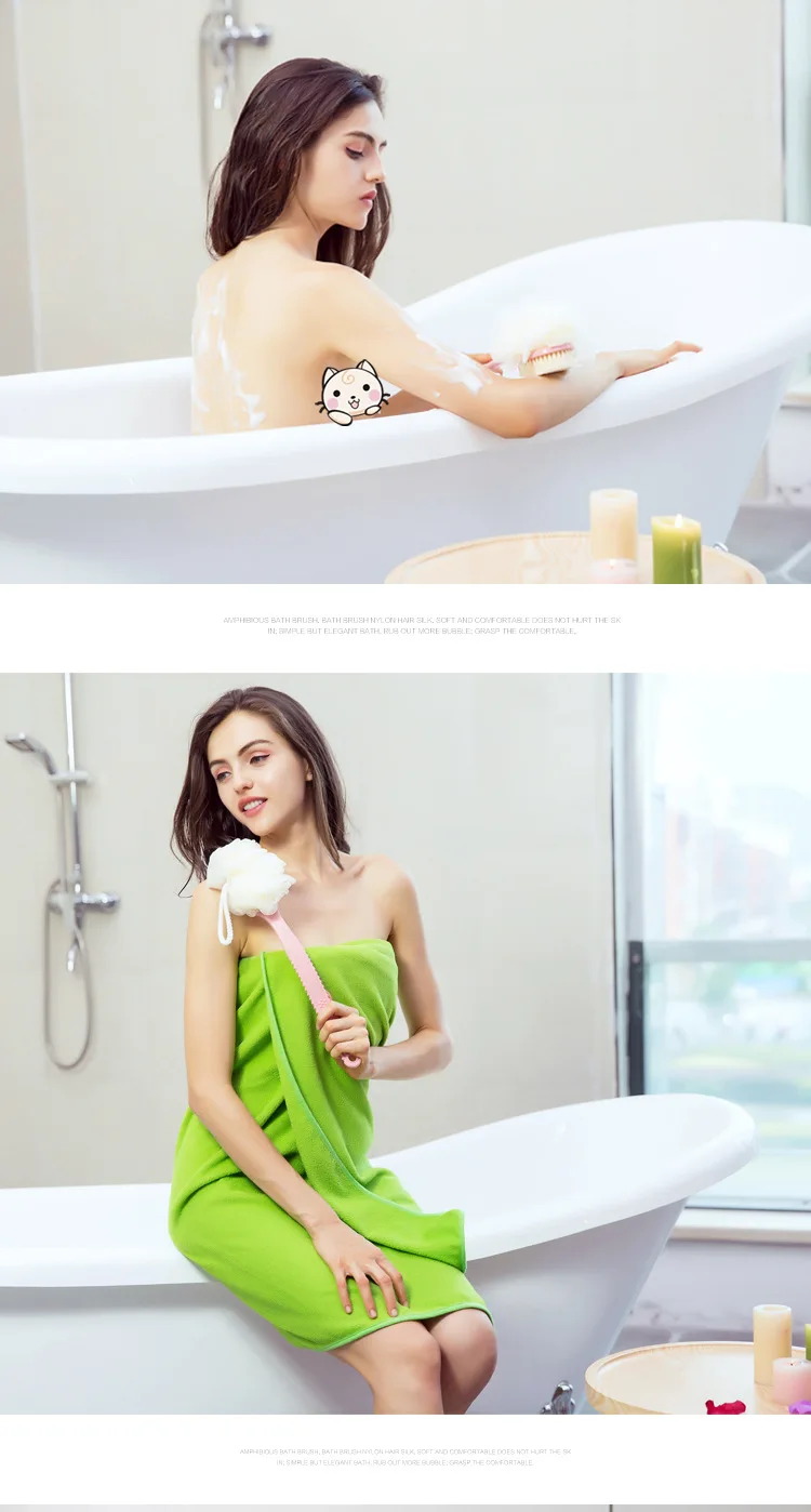 Sleeves Soft Bristle Long Handle Bath Brush Rubbing Towel Bath Brush Bath Adult Bath Brush Back Brush Bath Brush Loofah Flower
