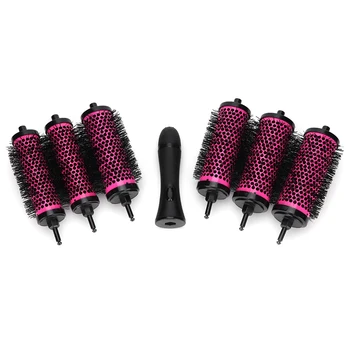 

Soft elastic Round Curling Hair Comb Hairdressing High Temperature Resistance Detachable Styling with 6 comb head of three size