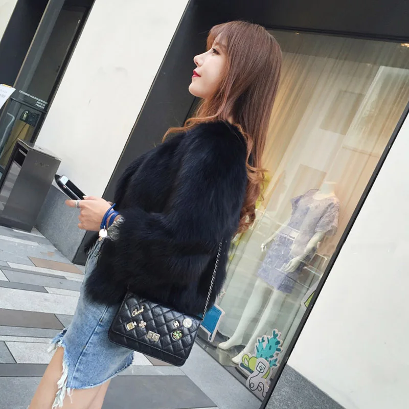 Black coat Новинка, роскошное Женское пальто, Корейская повседневная куртка, зимняя розовая верхняя одежда с воротником из искусственного меха, норковая теплая длинная замшевая куртка для женщин - Цвет: Black coat