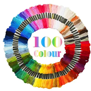 

100pcs Colorful embroidery DIY Silk dmcs Line Branch Threads Similar Thread Floss Skein Cross Stitch Thread with color numbers