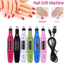 Электрический Маникюрный станок, набор, USB дрель для ногтей, пилка для маникюра, шлифовальный станок для ногтей, полировщик, фрезы для маникюра, 6 бит, набор инструментов