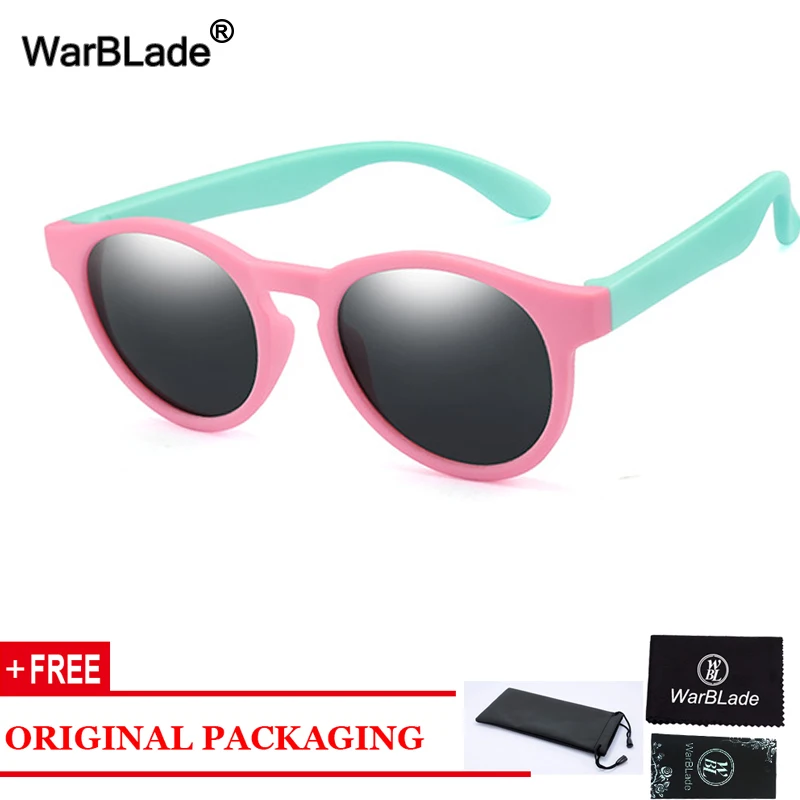 Kids Sunglasses WarBlade Round Children Polarized Sunglasses Boys Girl Kids Sun Glasses Silicone Safety Baby Infant Shades Eyewear UV400 Oculos