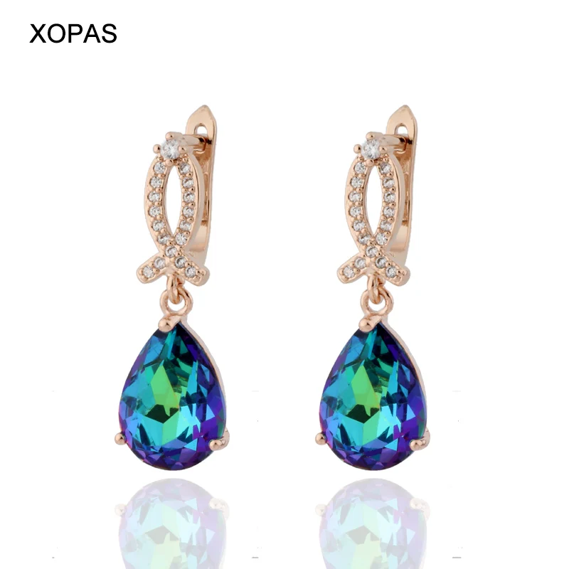 

Rose Gold Earrings Fashion High Quality Luxury Drop Earrings For Women Wedding Engagement Elegant Jewelry For Girl Party
