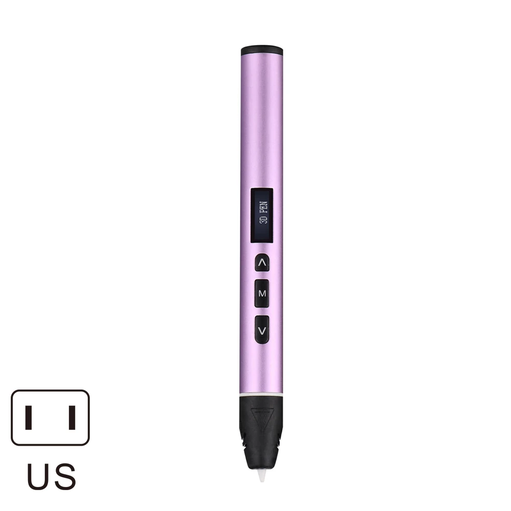 Pink US plug 3D печать Ручка OLED дисплей Поддержка PLA PCL Режимы легко Управление ручки с принтом для подарков SP99 - Цвет: Pink US plug