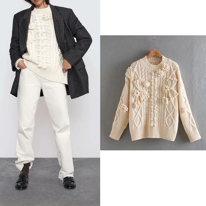 

za 2019 Women Fashion Solid Criss Cross Sweaters Casual O Neck Sweater Women Elegant Loose Long Sleeve Sweaters Female Ladies LD