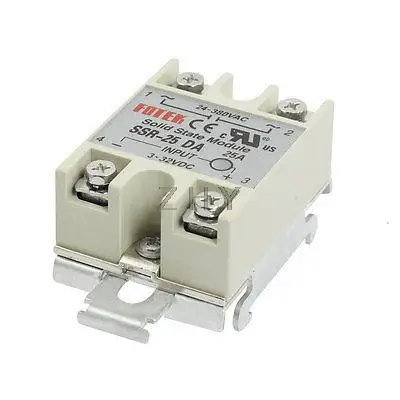 

DC to AC SSR Type 25A 3-32V DC 24-380V AC Gray Solid State Relay w DIN Rail Base