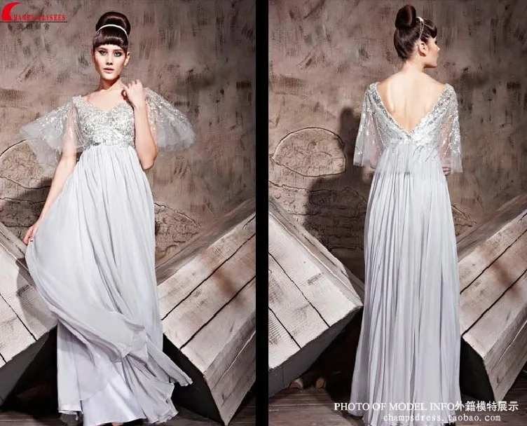 Новая мода, vestidos de festa, повседневные, формальные, v-образный вырез, расшитые бисером, с рукавом-крылышком, сексуальные длинные вечерние платья для невесты, платья для выпускного вечера