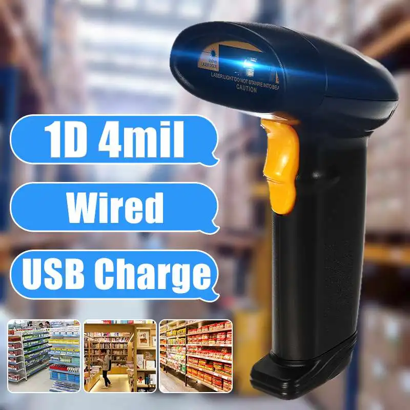 

Portable USB Barcode Scanner Wired barcode Scanner Handheld 1D Bar Code Reader for Inventory POS Terminal IP45