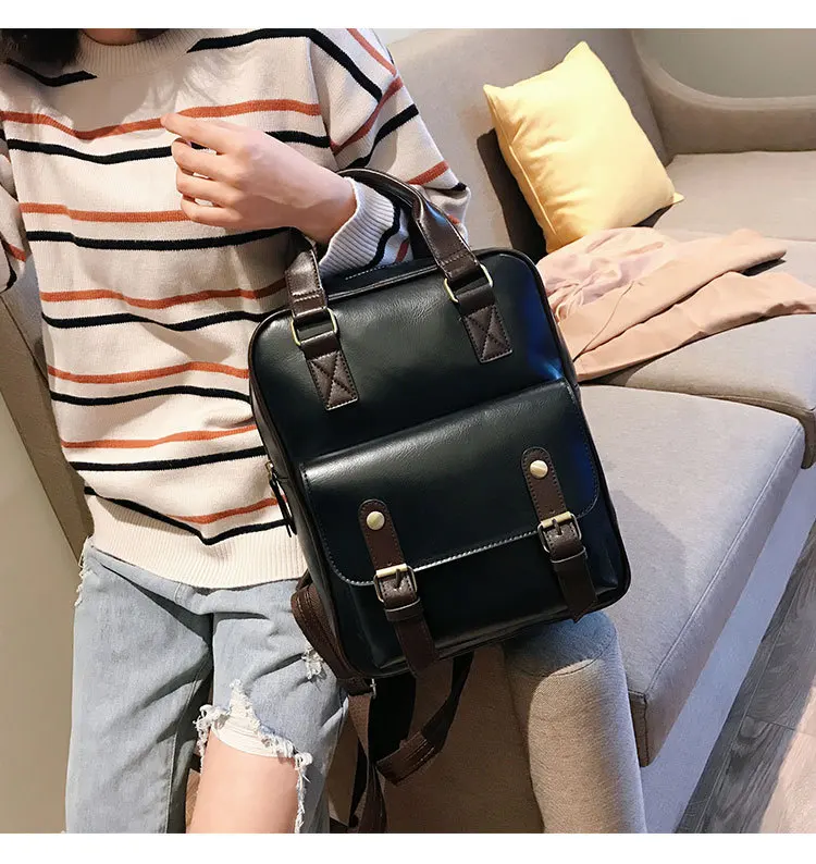 Mochila Feminina, школьные сумки с защитой от кражи, водонепроницаемые, для путешествий, в винтажном стиле, для ноутбука, коричневый кожаный большой рюкзак для женщин, дизайнерский