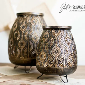 

Moroccan Vintage Candle Holder Hollow Out Black Iron Romantic Dinner Table Candle Holder Portavelas Small Candlestick New MM60ZT