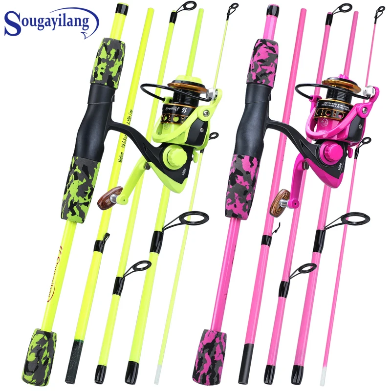 Sougayilang Portable 5 Section Red/yellow Fishing Rod Combo 170cm and 1000 2000 3000 Spinning Reel Set Sougayilang Portable 5 Section Red/yellow Fishing Rod Combo 170cm and 1000 2000 3000 Spinning Reel Set