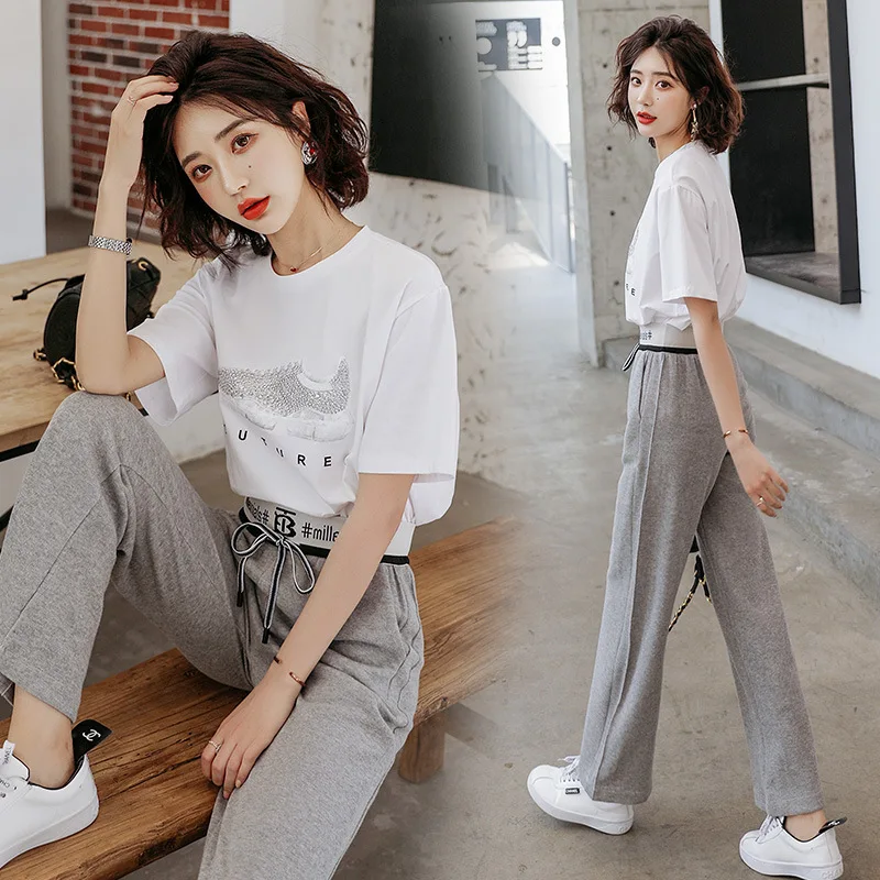 

2019 New Style Summer Set Short Sleeve Fashion Set WOMEN'S Dress Fat Mm New Style Loose-Fit MORI Series Slimming Significantly H